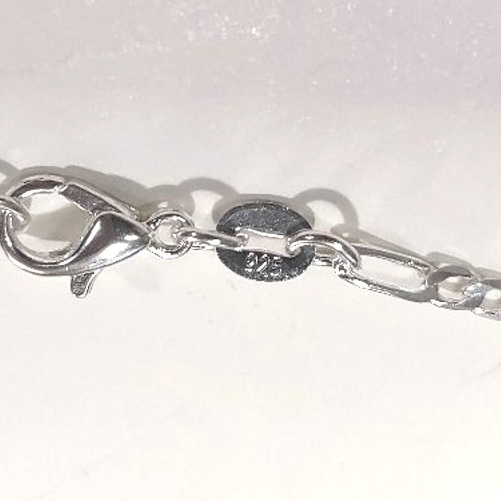 925 Silver Necklace Figaro Jesus Crown of Thorns Christian Catholic Pendant Gift